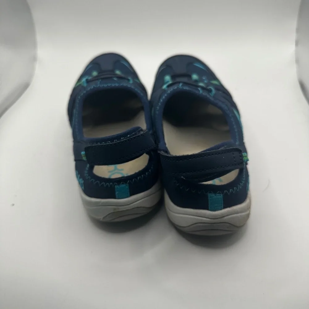 Ryka Hula Navy Blue Teal Walking Sandals Water Shoes Womens 7M Bungee Strap